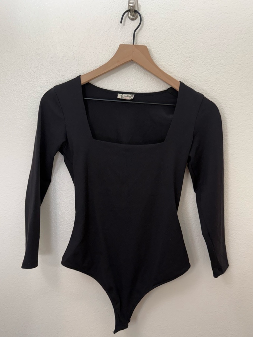 Free People Intimately Black Square Neck Long Sleeve Bodysuit Small - Picture 5 of 11